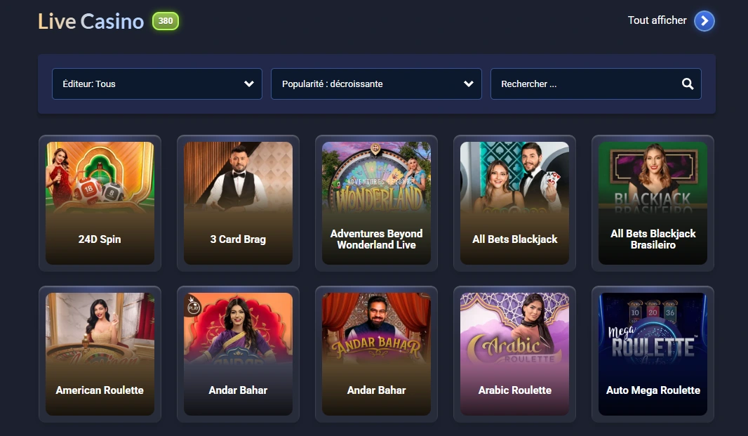 discowin casino jeux en direct